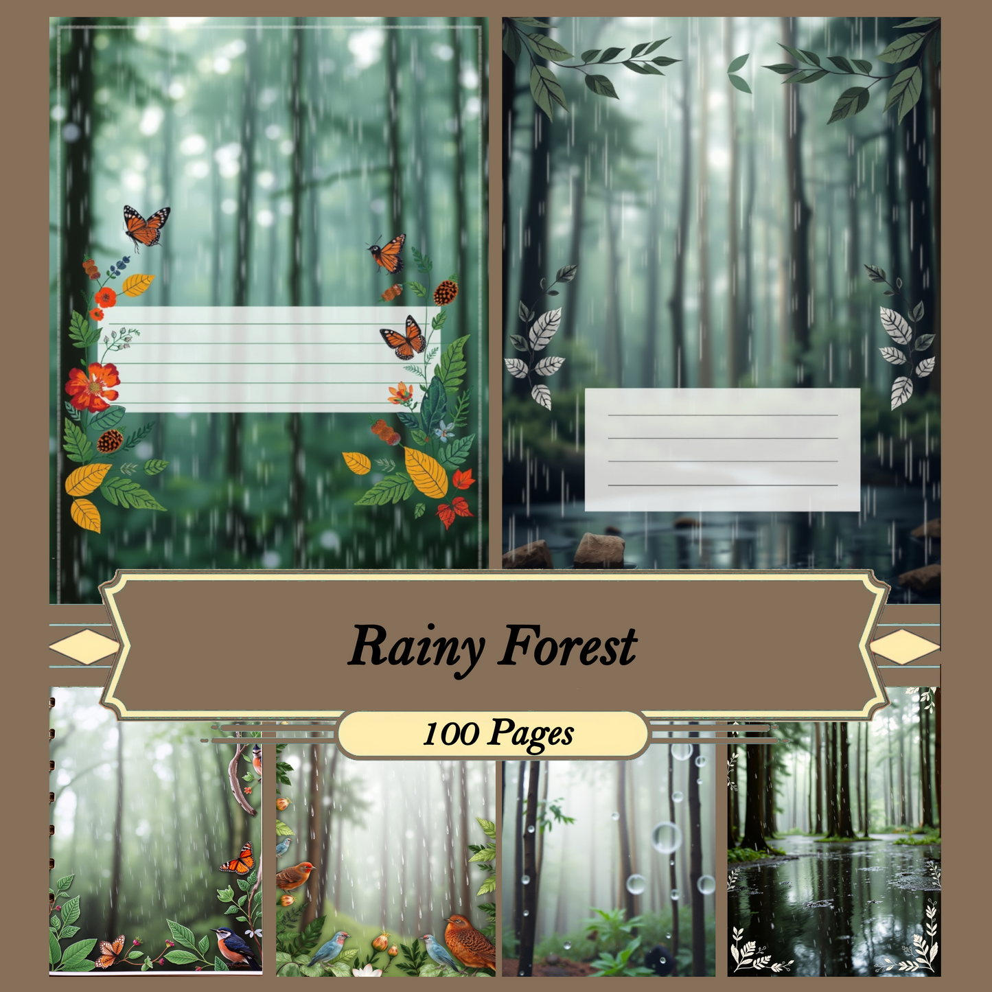 Rainy Forest | Digital Download | 100 Bilder | Scrapbook | DIN A4
