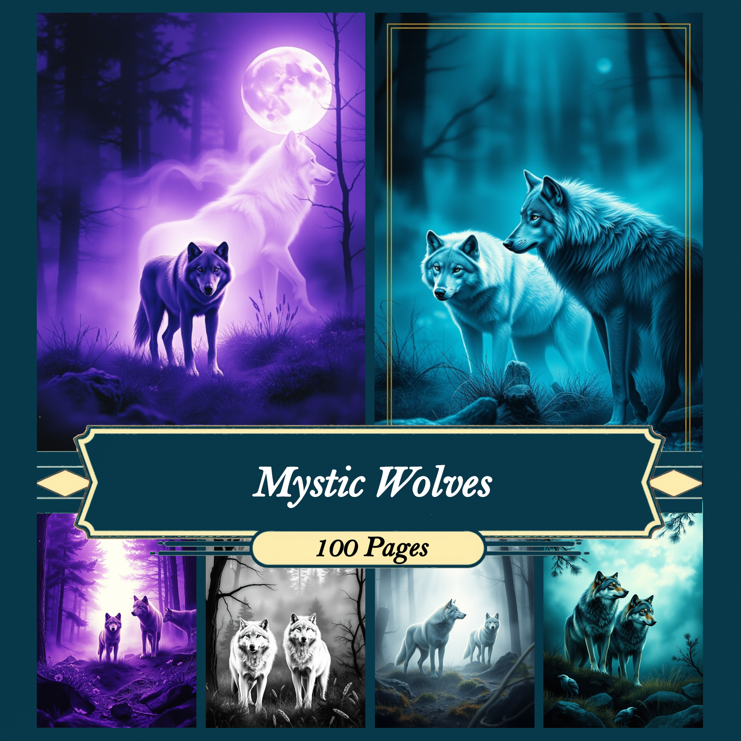 Mystic Wolves | Digital Download | 100 Bilder | Scrapbook | DIN A4