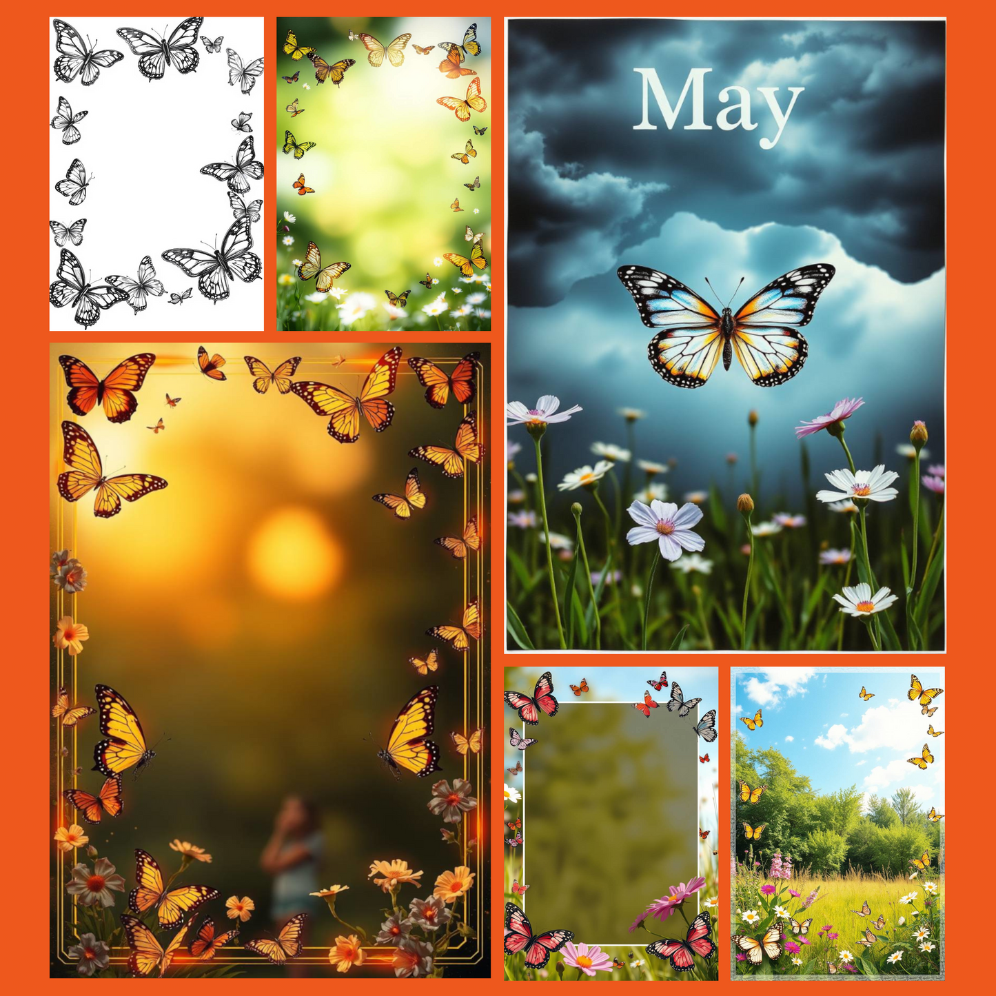Butterfly-Crafting-Set | Digital Download | 100 Bilder | Scrapbook | A4