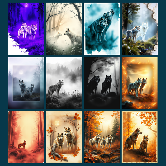 Mystic Wolves | Digital Download | 100 Bilder | Scrapbook | DIN A4