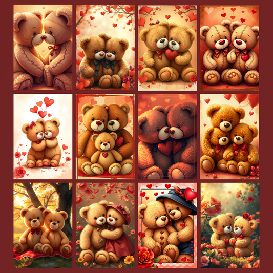 Teddies on Valentine | Digital Download | 100 Bilder | Scrapbook | DIN A4