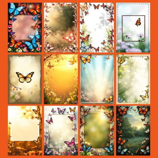 Butterfly-Crafting-Set | Digital Download | 100 Bilder | Scrapbook | A4