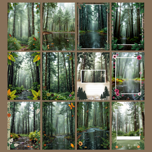 Rainy Forest | Digital Download | 100 Bilder | Scrapbook | DIN A4