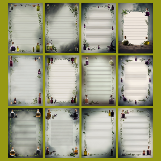 Witch’s Poison Notizseiten | Digital Download | 100 Seiten | Liniert | A4