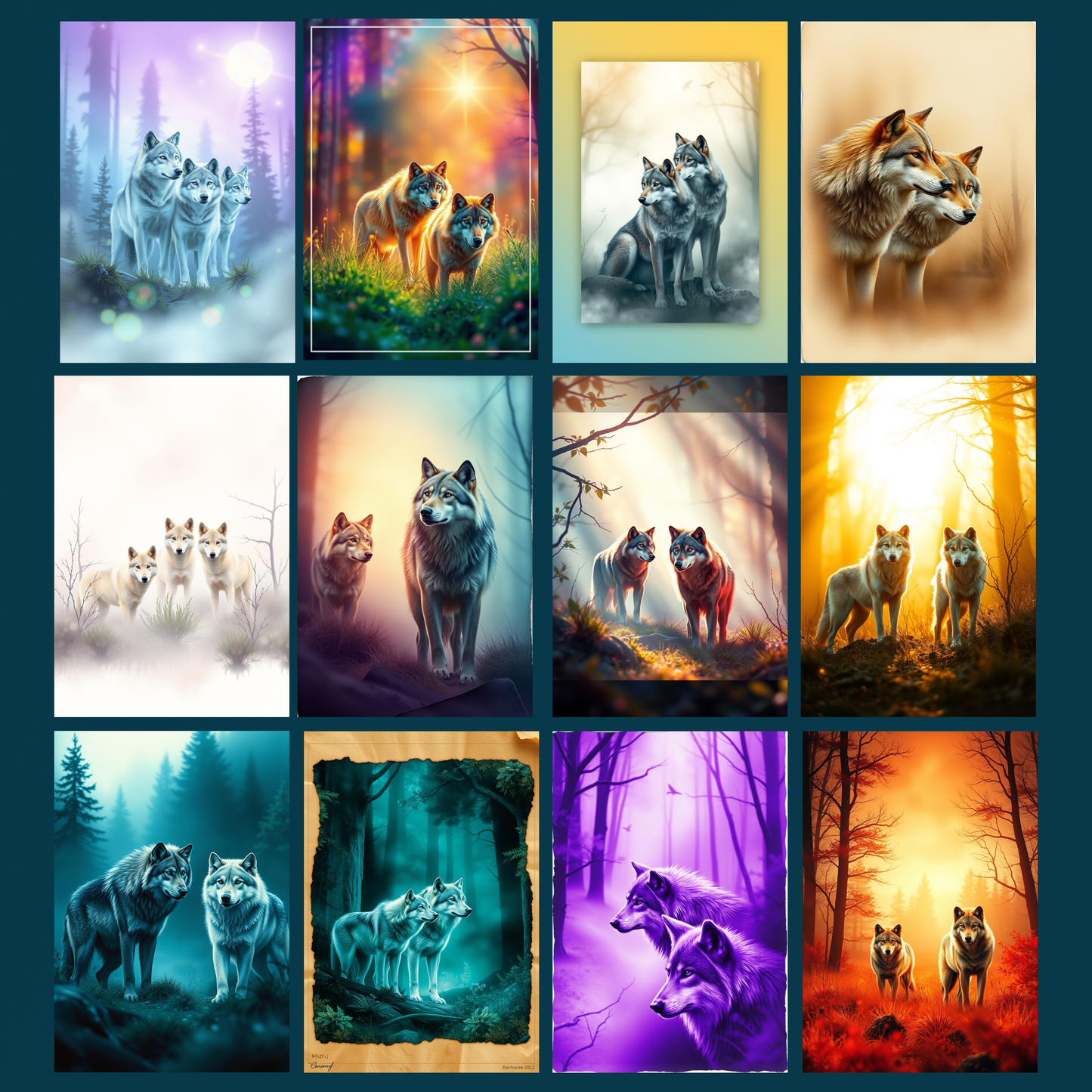 Mystic Wolves | Digital Download | 100 Bilder | Scrapbook | DIN A4