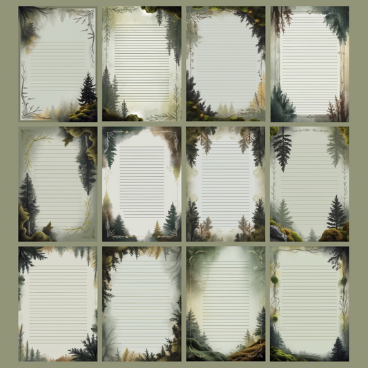 Sacred Forest Notizseiten | Digital Download | 100 Seiten | Liniert | A4