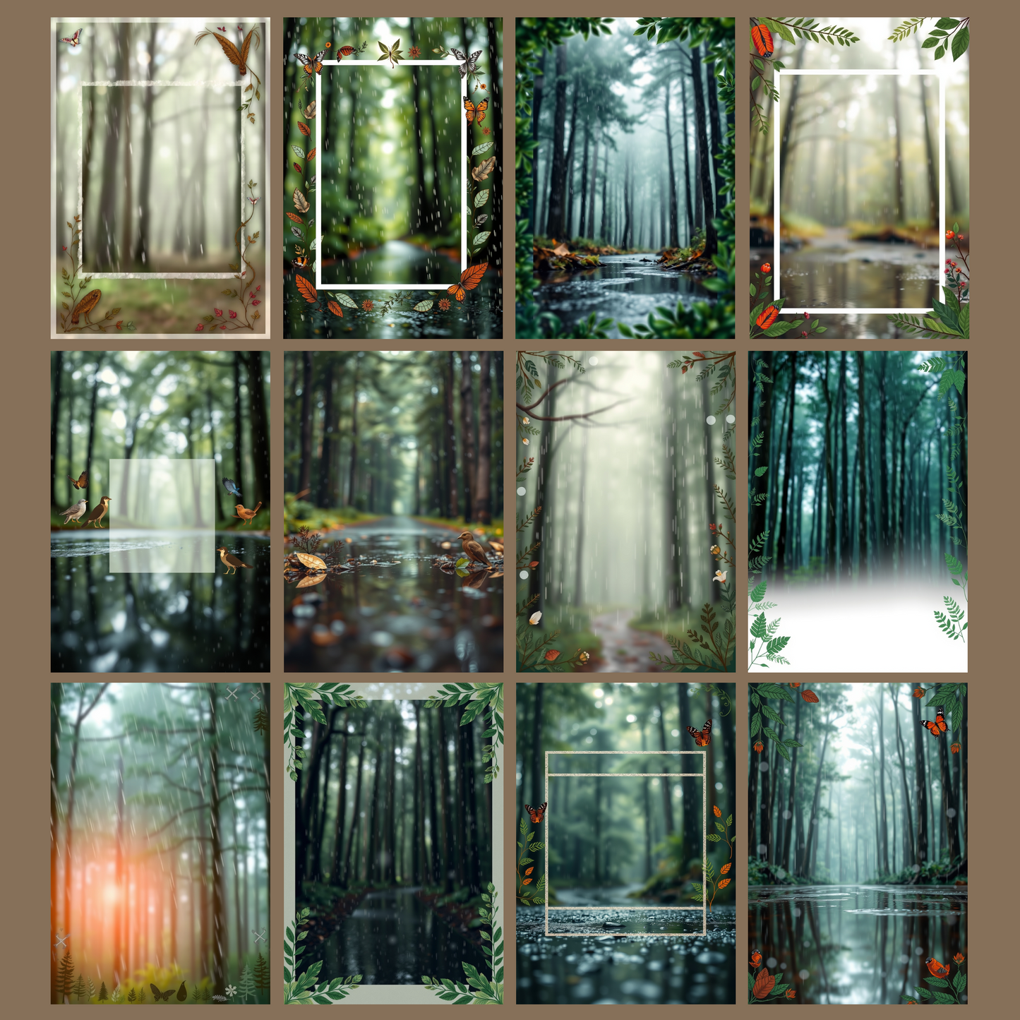 Rainy Forest | Digital Download | 100 Bilder | Scrapbook | DIN A4