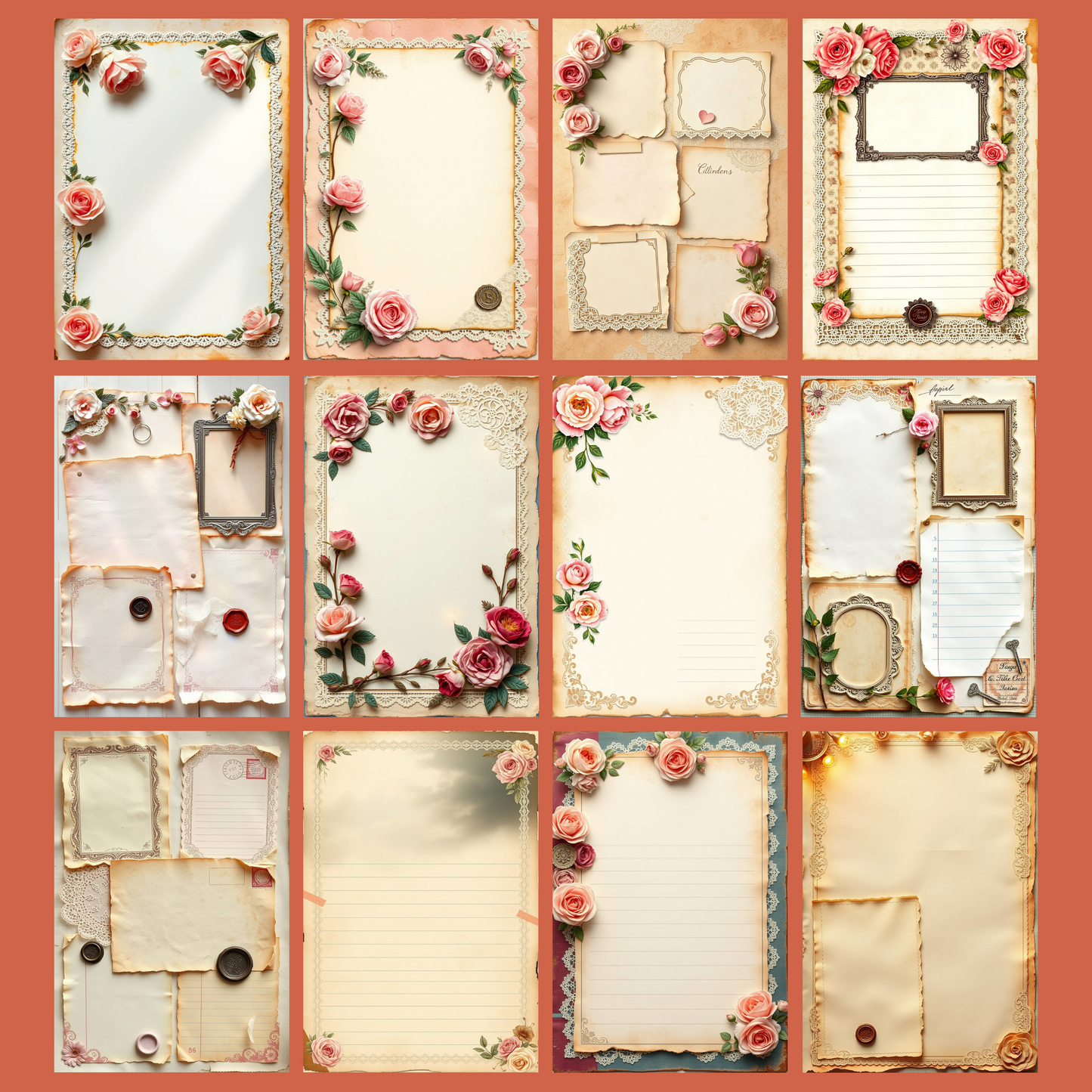 Shabby Chic - Rose Notes | Digital Download | 100 Bilder | Scrapbook | A4