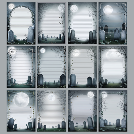 Moonlight Grave Notizseiten | Digital Download | 100 Seiten | Liniert | A4