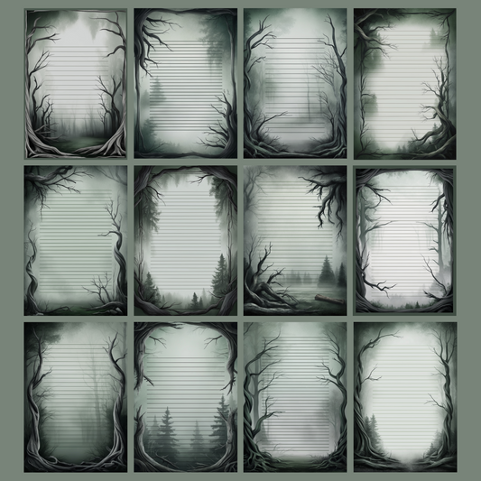 Haunted Forest Notizseiten | Digital Download | 100 Seiten | Liniert | A4