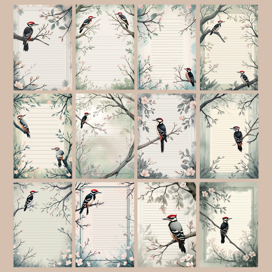 Woodpecker Notizseiten | Digital Download | 100 Seiten | Liniert | A4