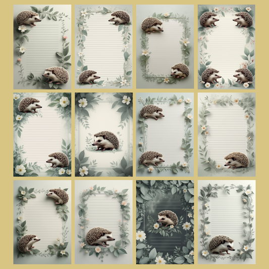 Hedgehog Notizseiten | Digital Download | 100 Seiten | Liniert | A4
