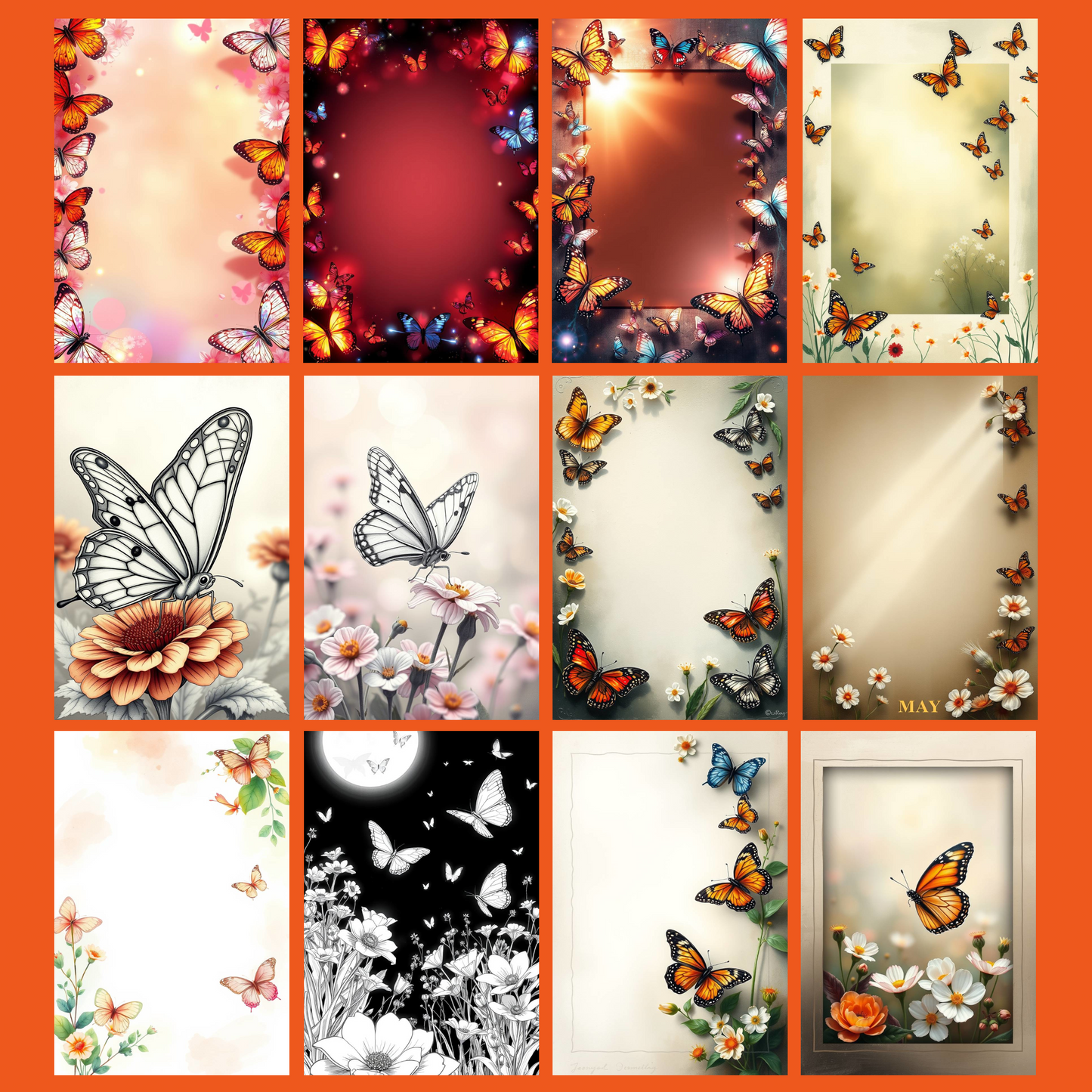 Butterfly-Crafting-Set | Digital Download | 100 Bilder | Scrapbook | A4