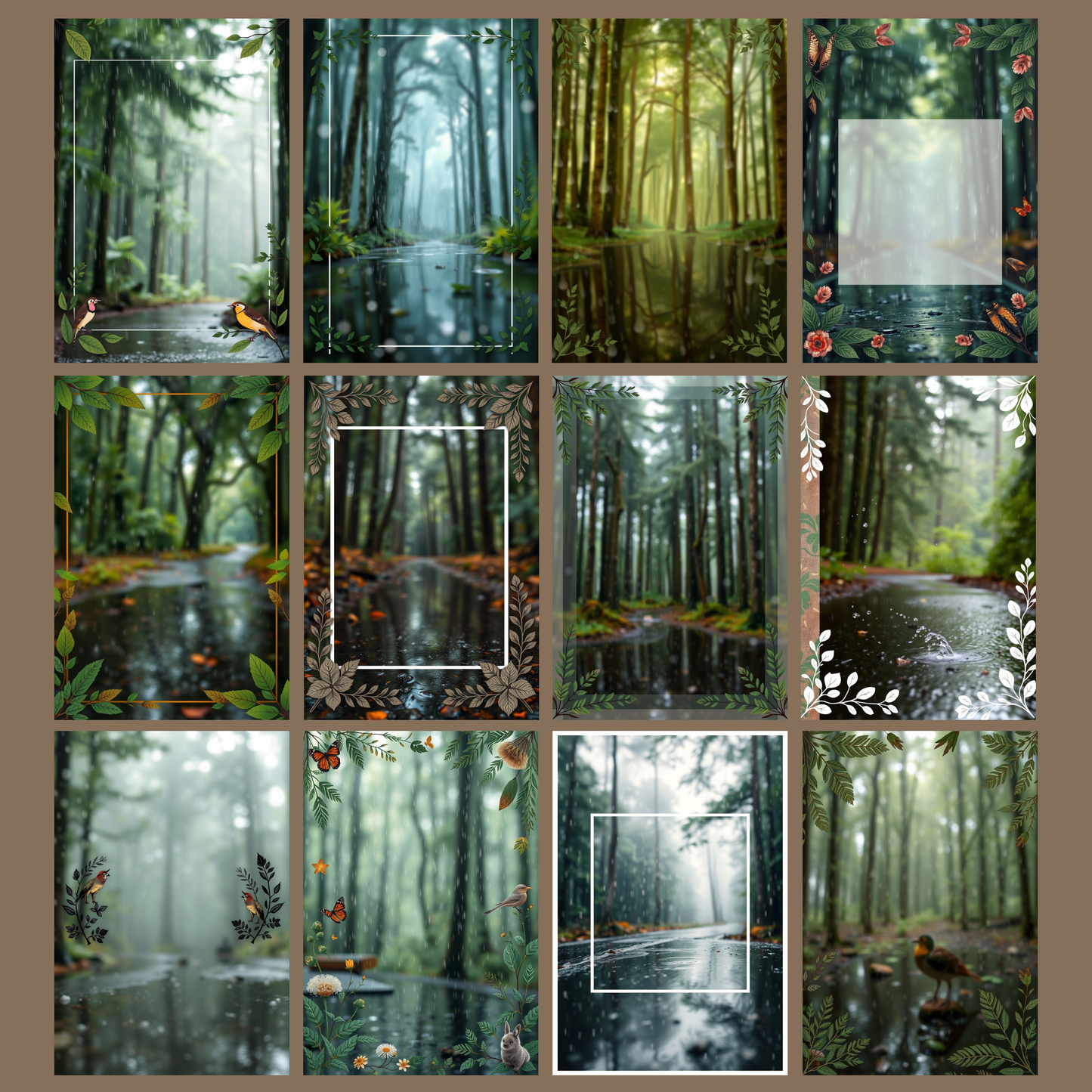 Rainy Forest | Digital Download | 100 Bilder | Scrapbook | DIN A4