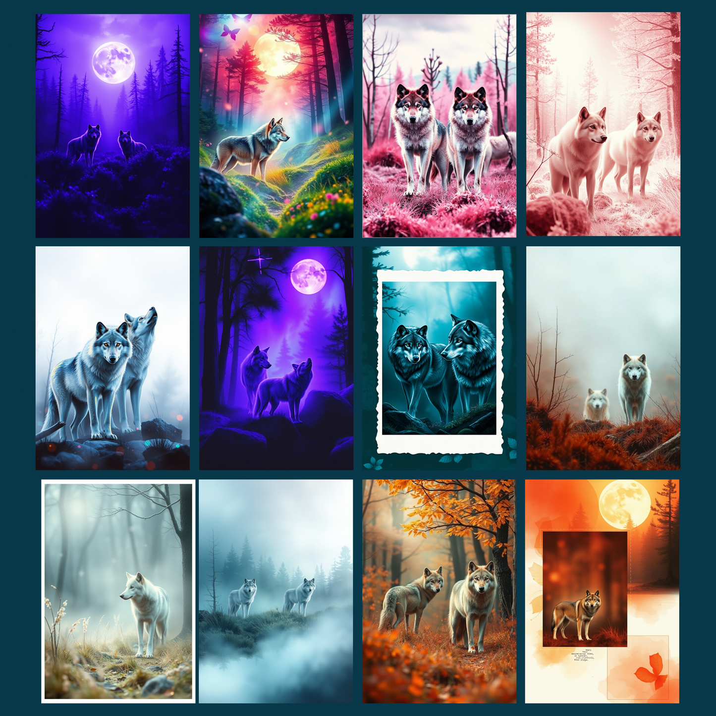 Mystic Wolves | Digital Download | 100 Bilder | Scrapbook | DIN A4