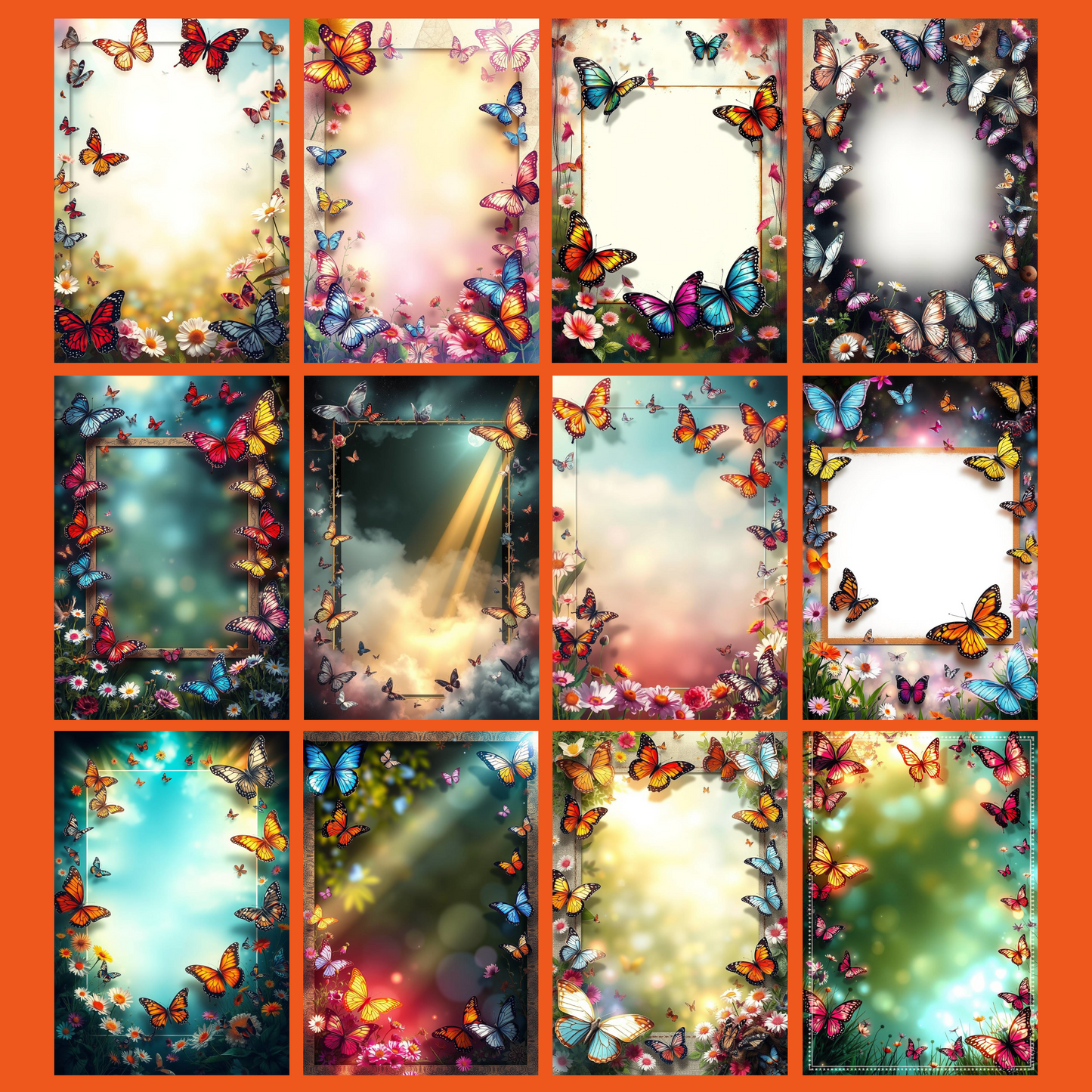 Butterfly-Crafting-Set | Digital Download | 100 Bilder | Scrapbook | A4