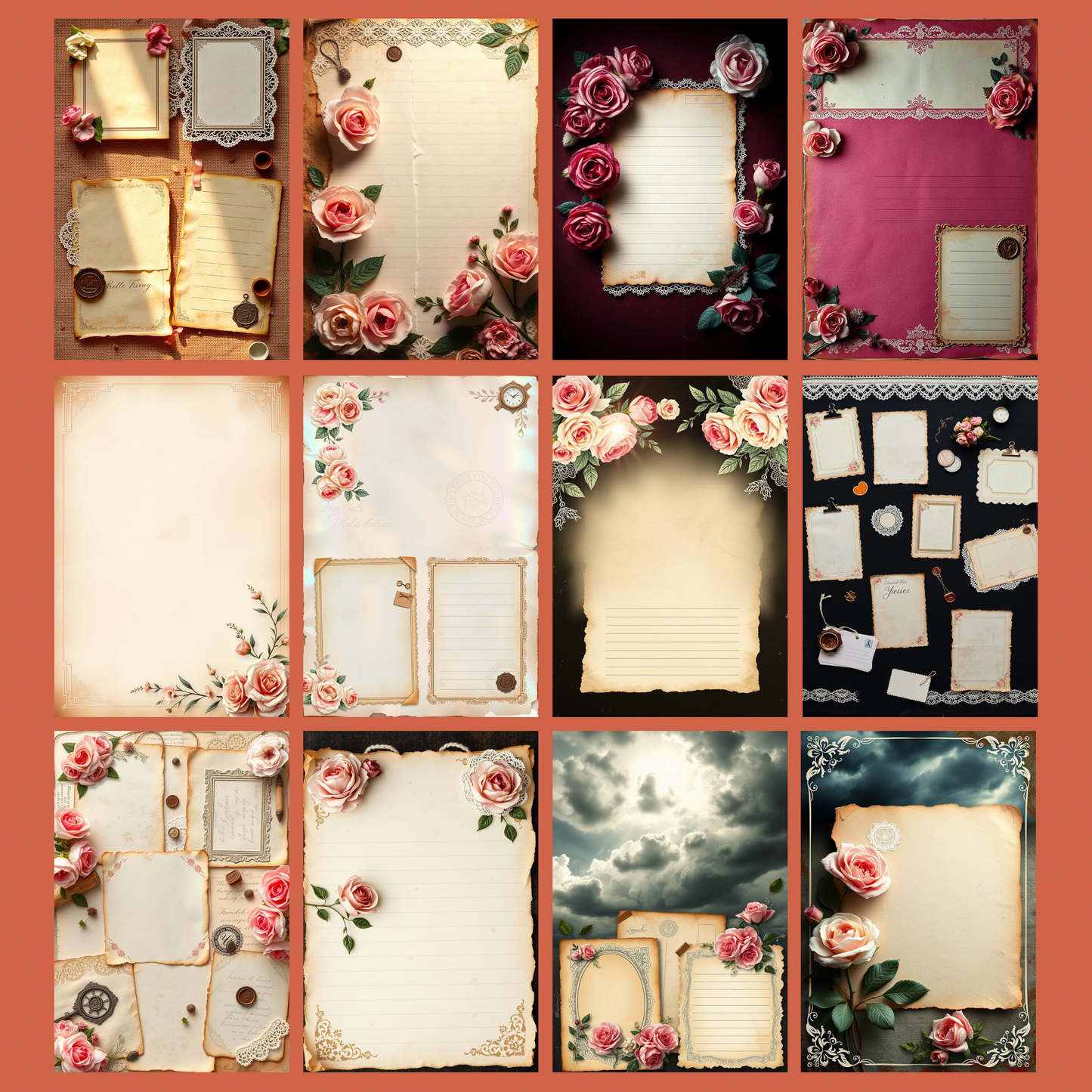 Shabby Chic - Rose Notes | Digital Download | 100 Bilder | Scrapbook | A4