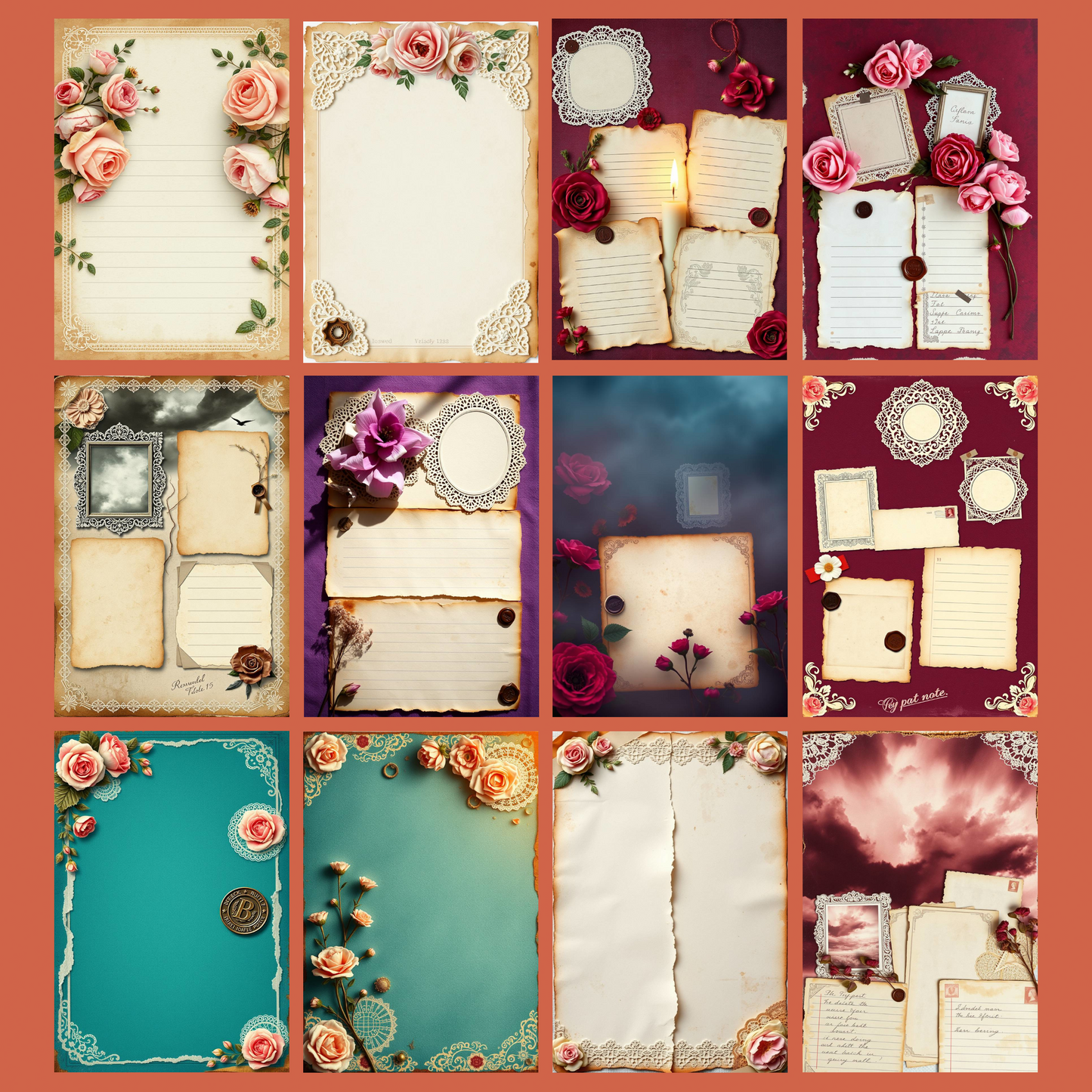 Shabby Chic - Rose Notes | Digital Download | 100 Bilder | Scrapbook | A4