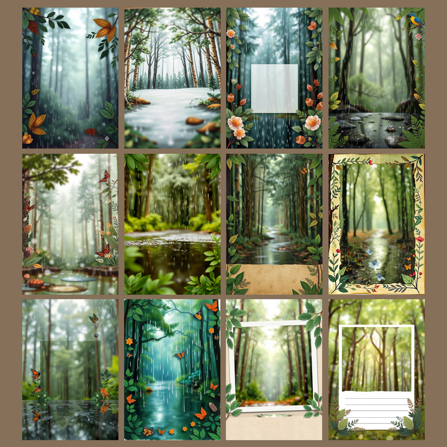Rainy Forest | Digital Download | 100 Bilder | Scrapbook | DIN A4