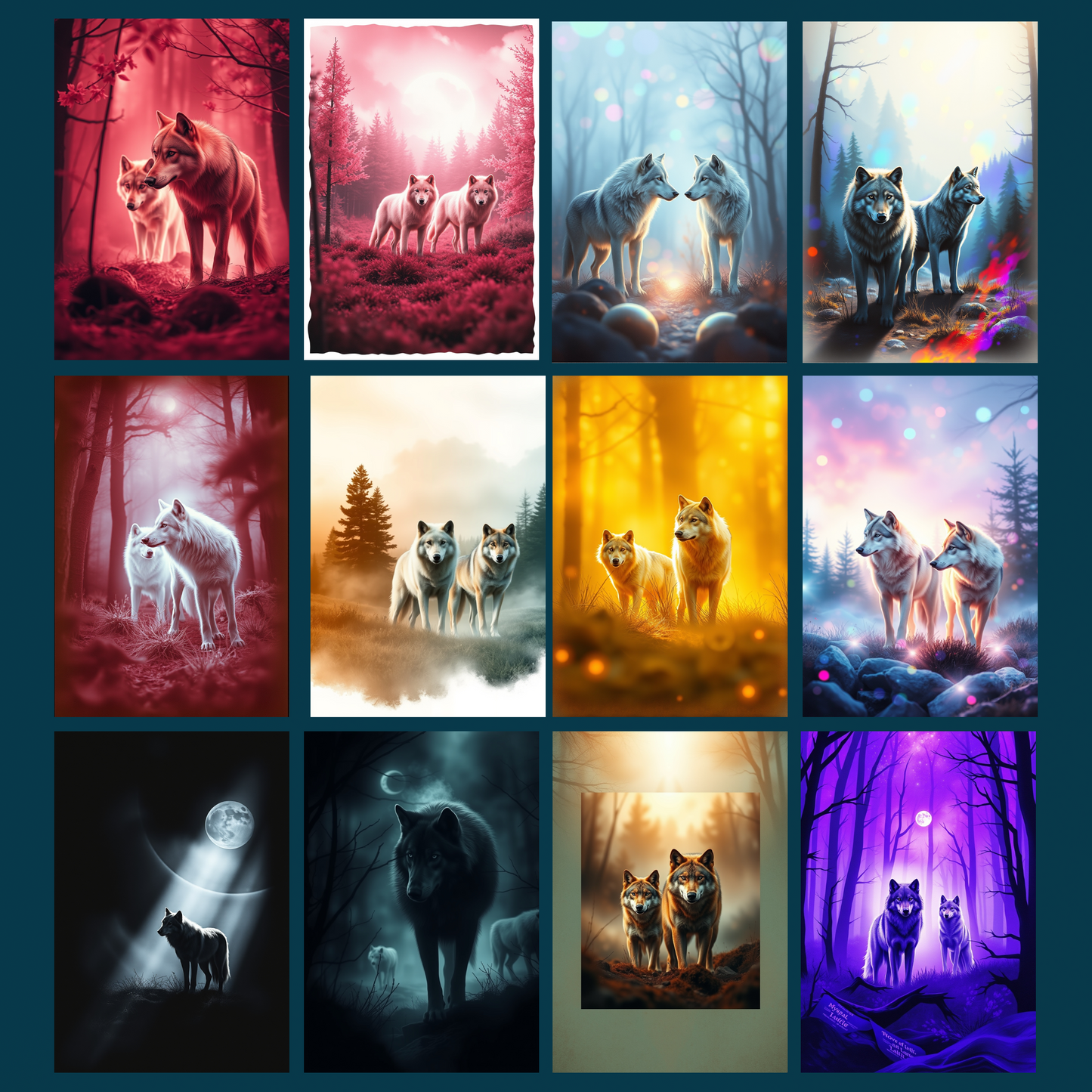 Mystic Wolves | Digital Download | 100 Bilder | Scrapbook | DIN A4