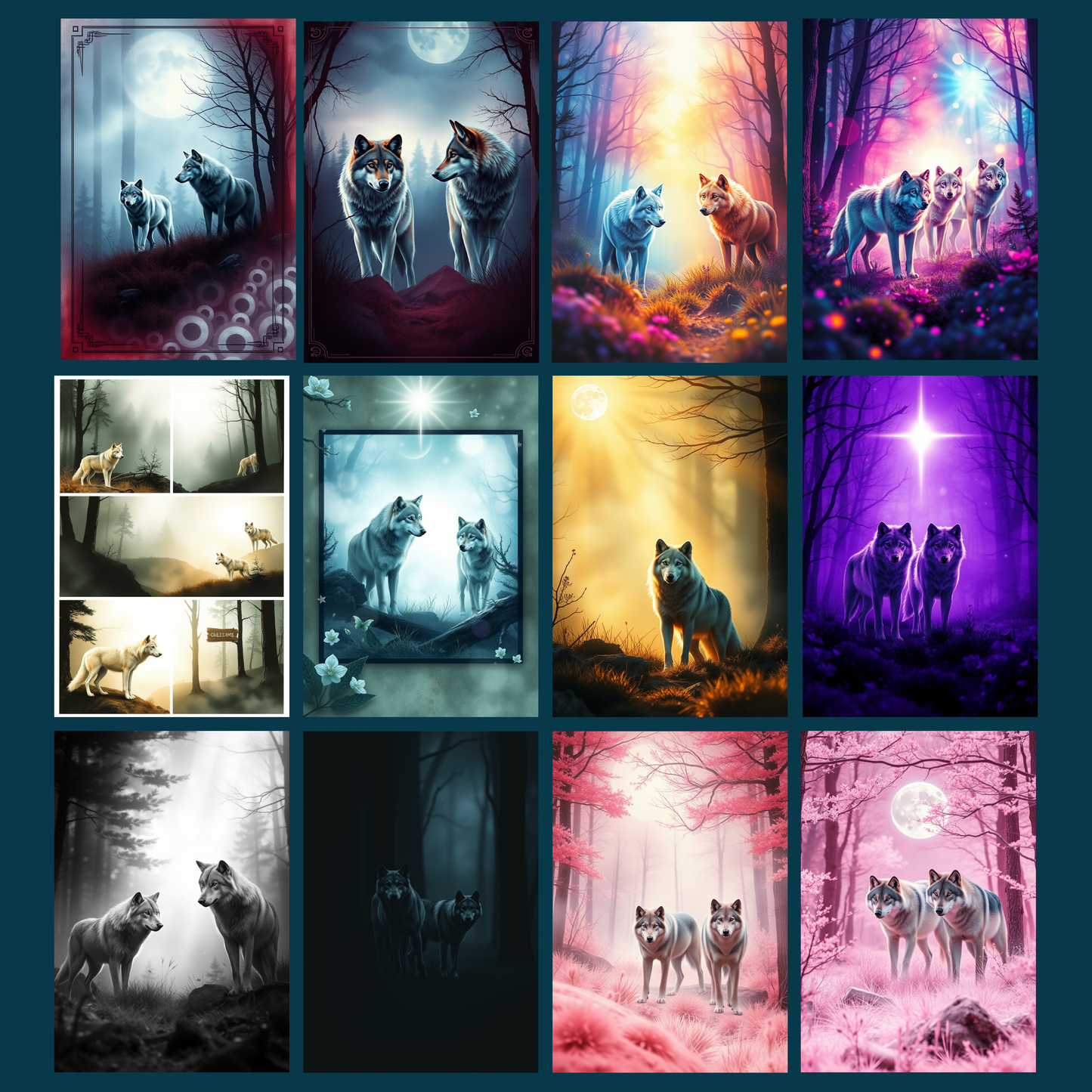 Mystic Wolves | Digital Download | 100 Bilder | Scrapbook | DIN A4