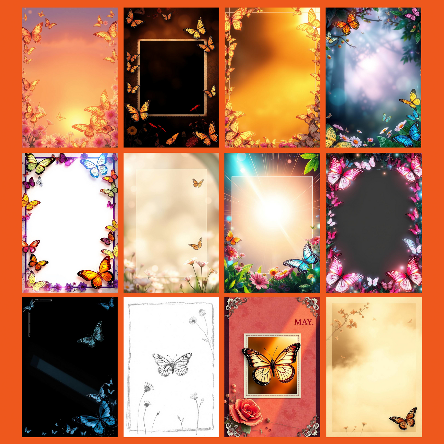 Butterfly-Crafting-Set | Digital Download | 100 Bilder | Scrapbook | A4