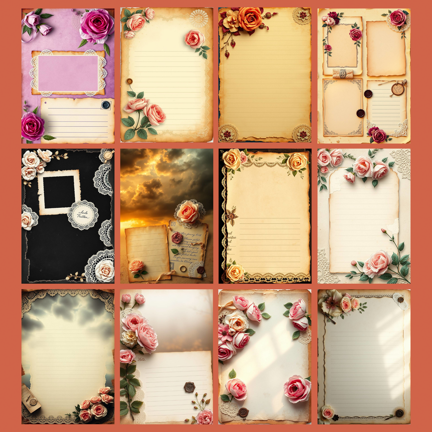 Shabby Chic - Rose Notes | Digital Download | 100 Bilder | Scrapbook | A4