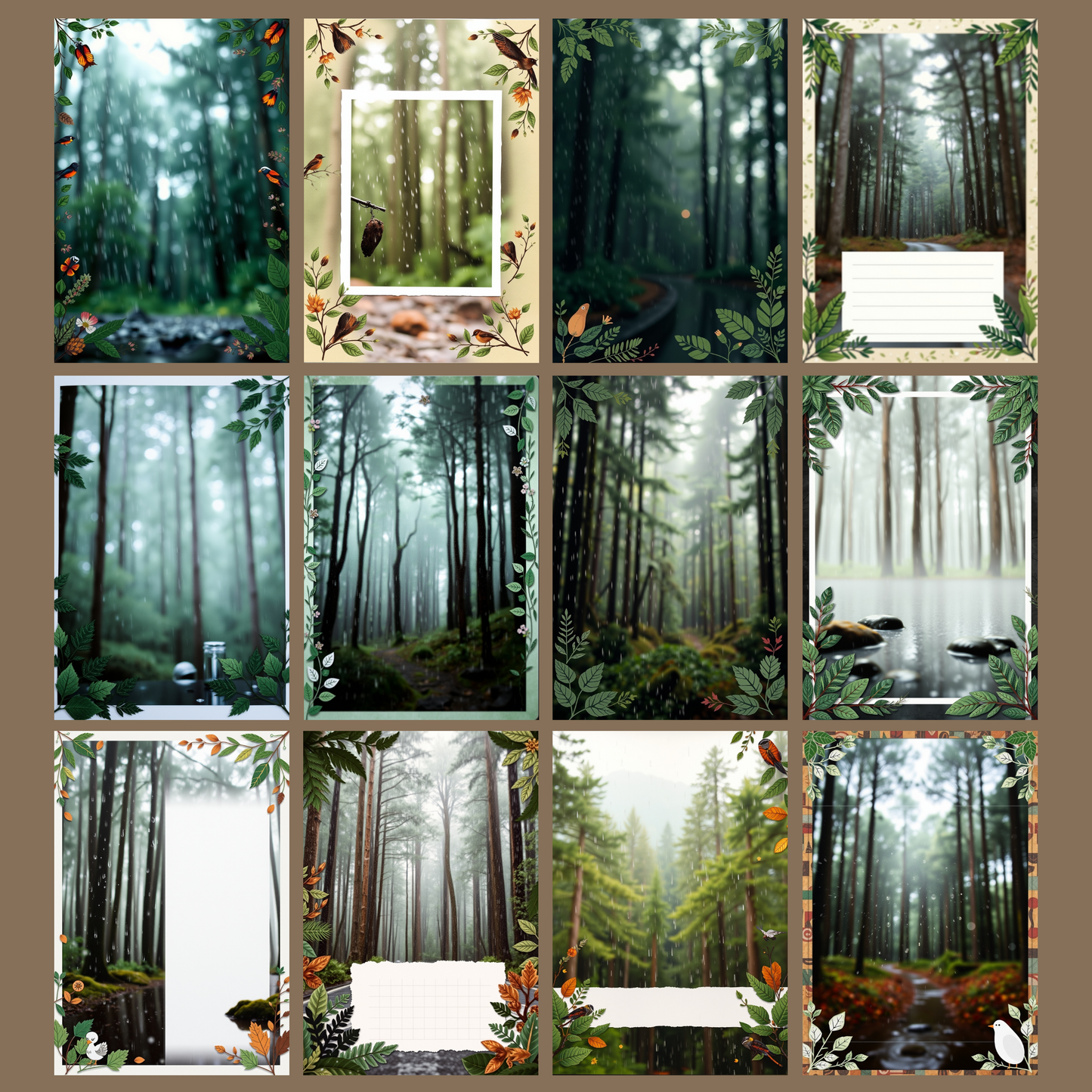 Rainy Forest | Digital Download | 100 Bilder | Scrapbook | DIN A4
