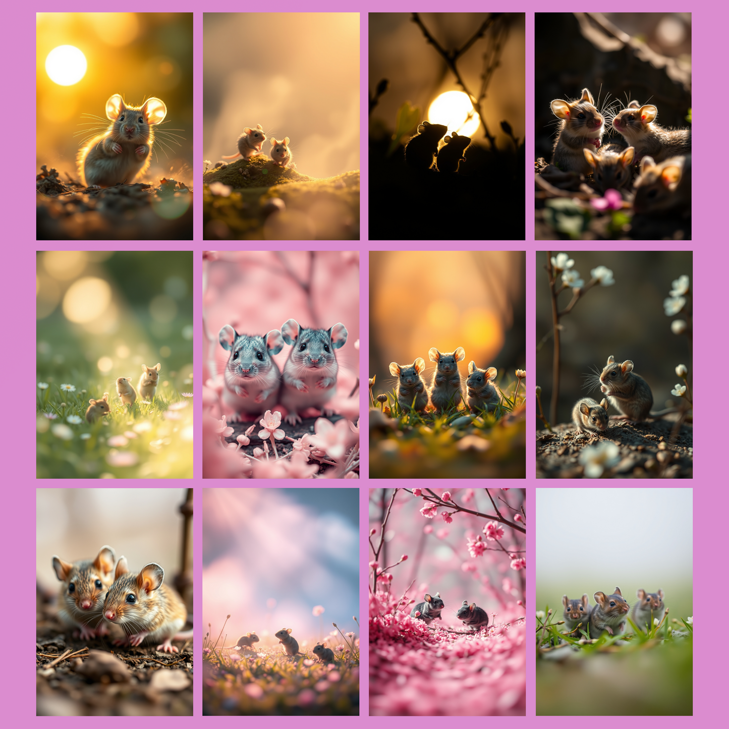 Mice in Spring | Digital Download | 100 Bilder | Scrapbook | DIN A4