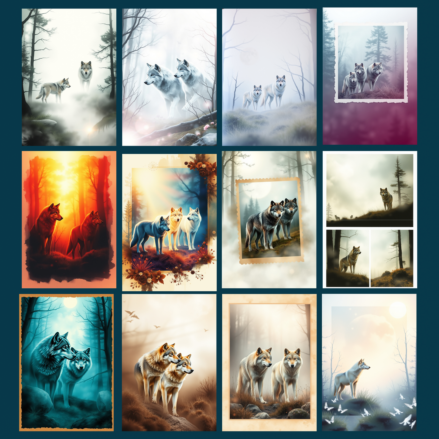 Mystic Wolves | Digital Download | 100 Bilder | Scrapbook | DIN A4