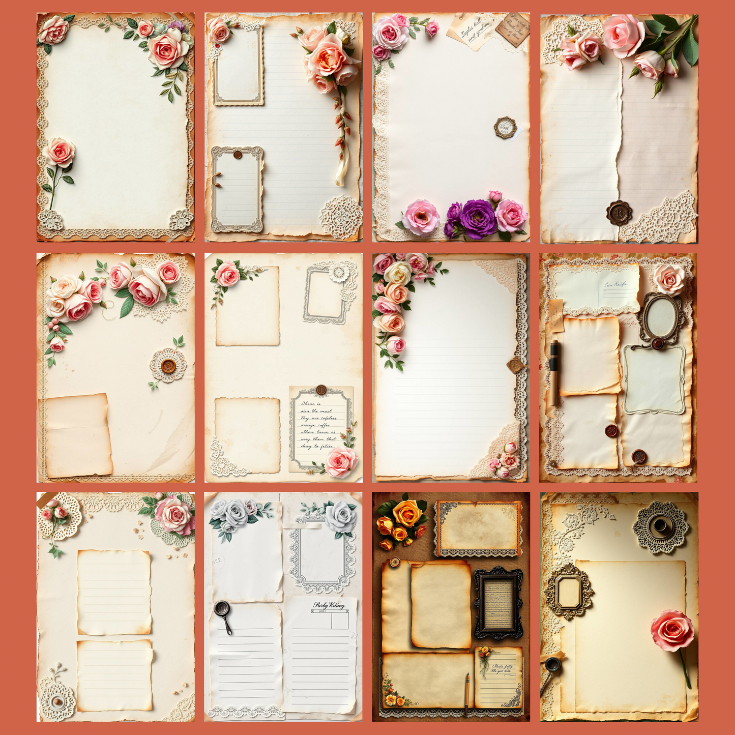 Shabby Chic - Rose Notes | Digital Download | 100 Bilder | Scrapbook | A4
