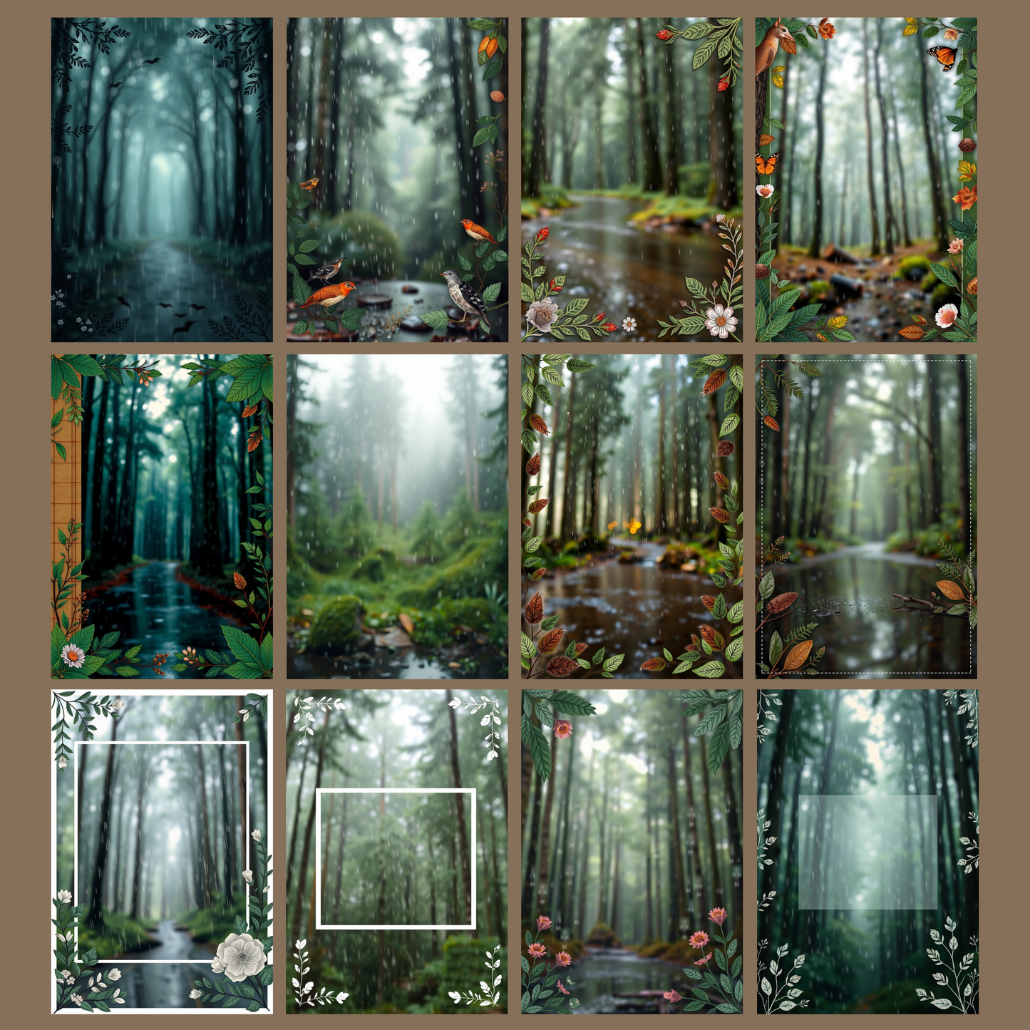 Rainy Forest | Digital Download | 100 Bilder | Scrapbook | DIN A4