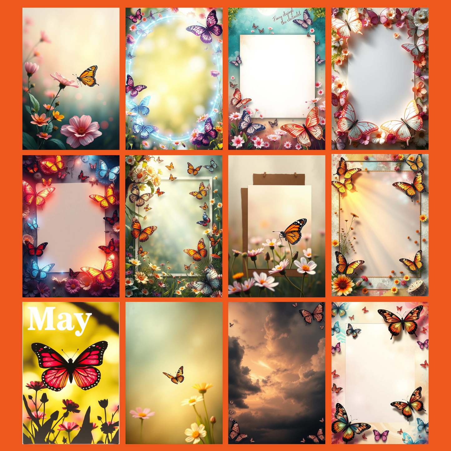 Butterfly-Crafting-Set | Digital Download | 100 Bilder | Scrapbook | A4