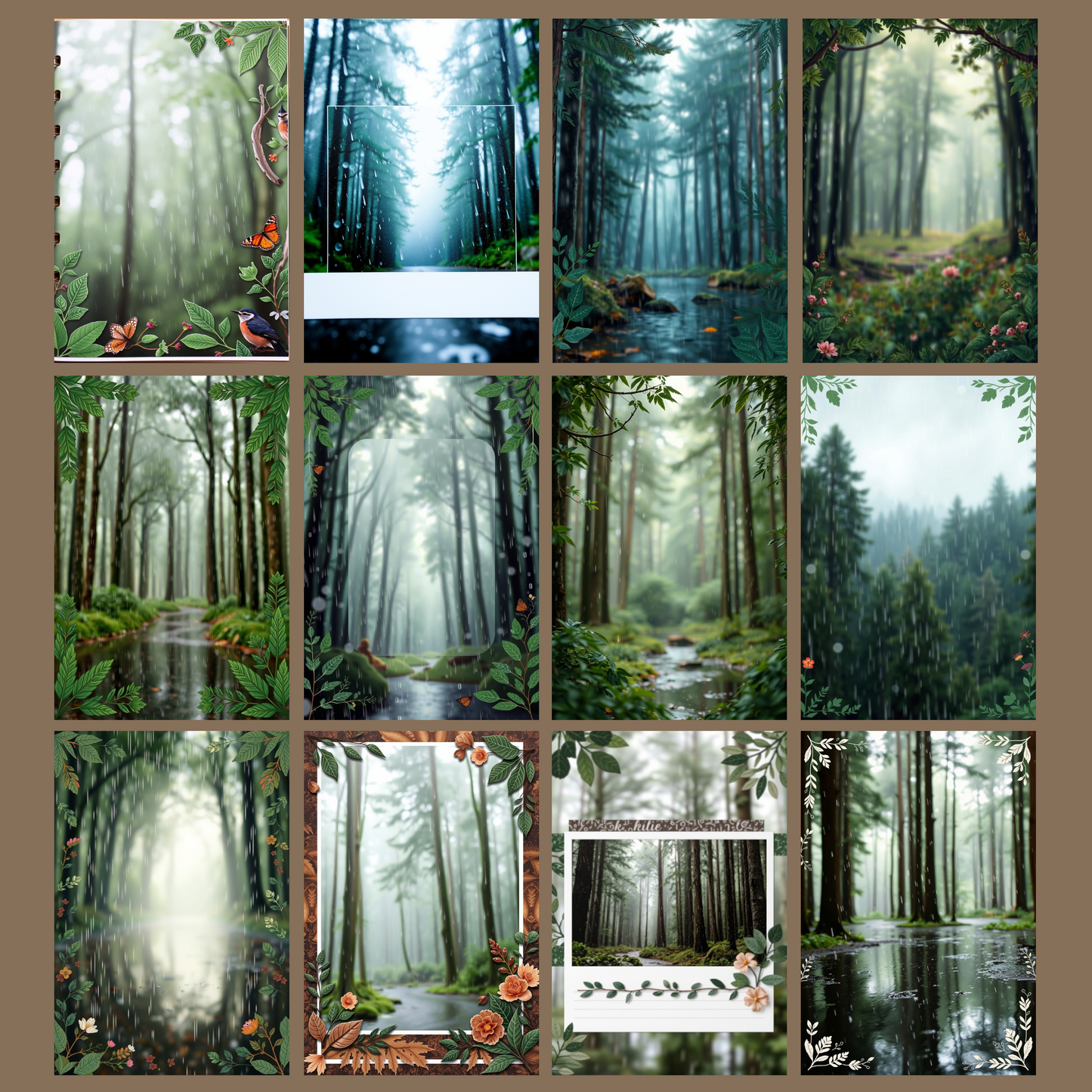Rainy Forest | Digital Download | 100 Bilder | Scrapbook | DIN A4