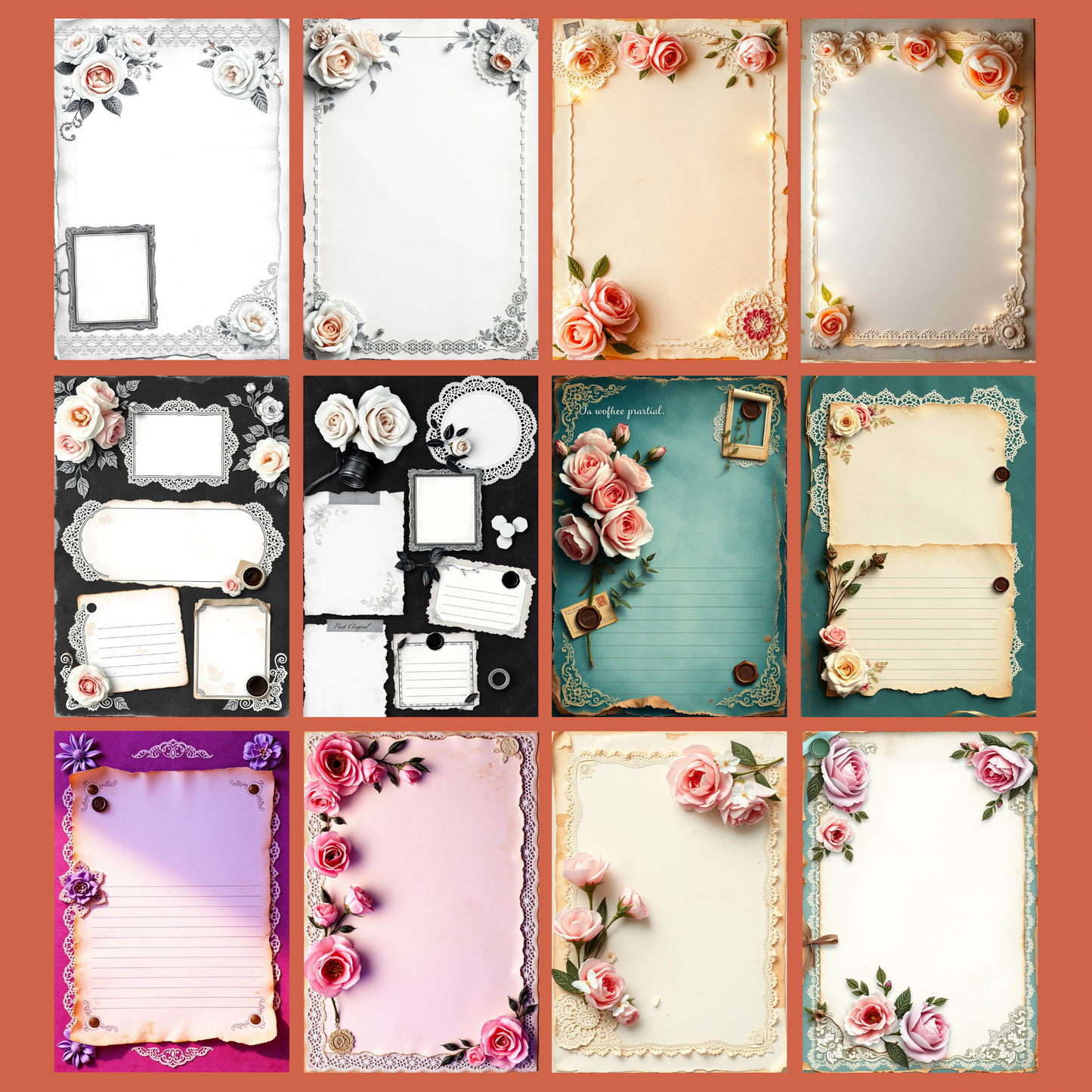Shabby Chic - Rose Notes | Digital Download | 100 Bilder | Scrapbook | A4