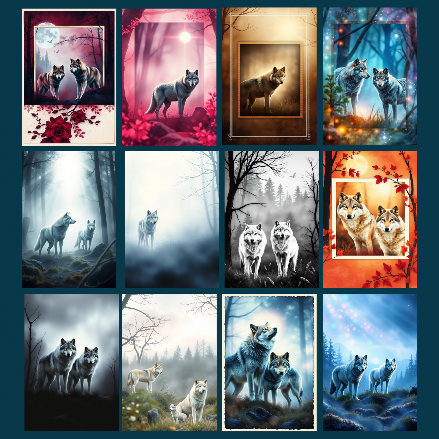 Mystic Wolves | Digital Download | 100 Bilder | Scrapbook | DIN A4
