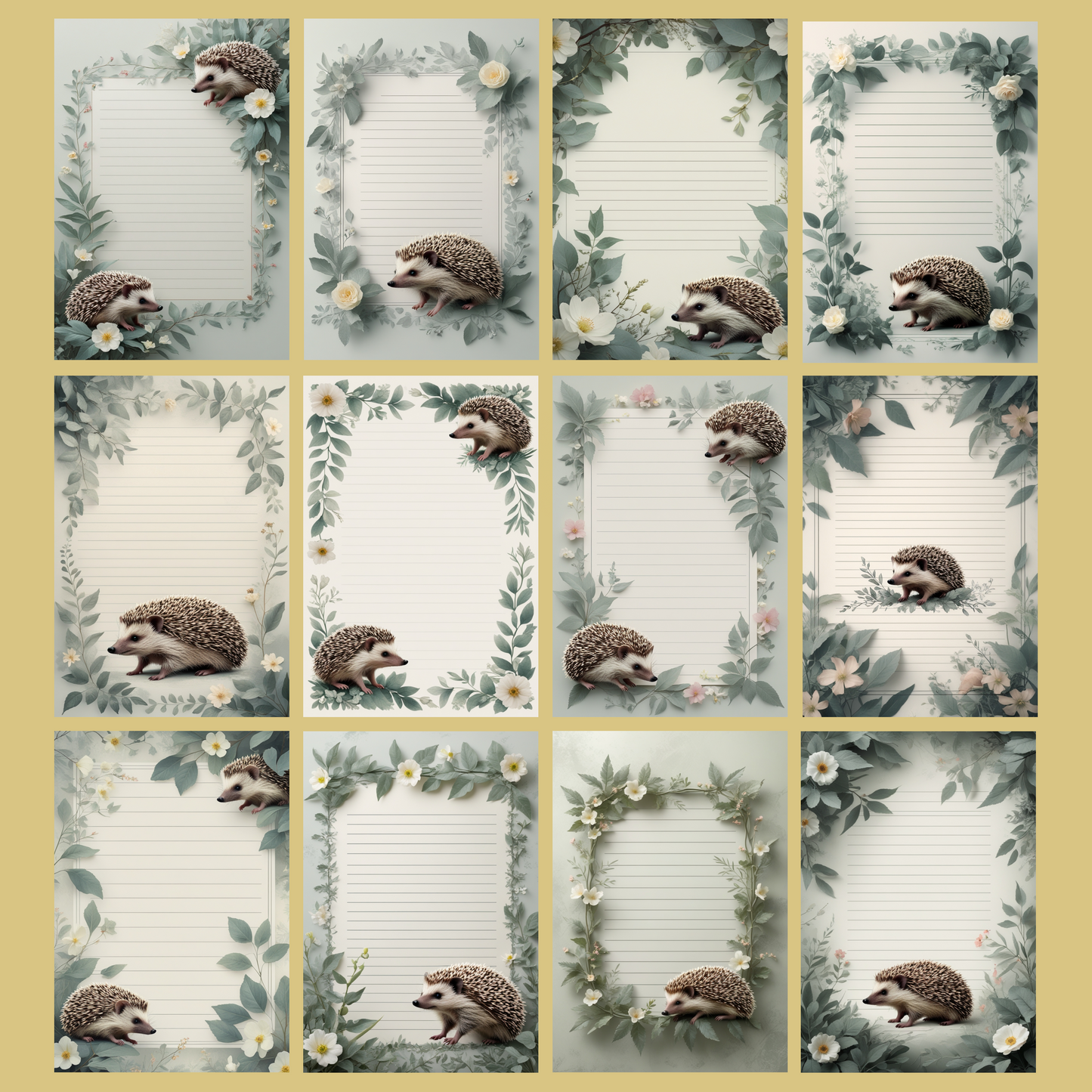 Hedgehog Notizseiten | Digital Download | 100 Seiten | Liniert | A4
