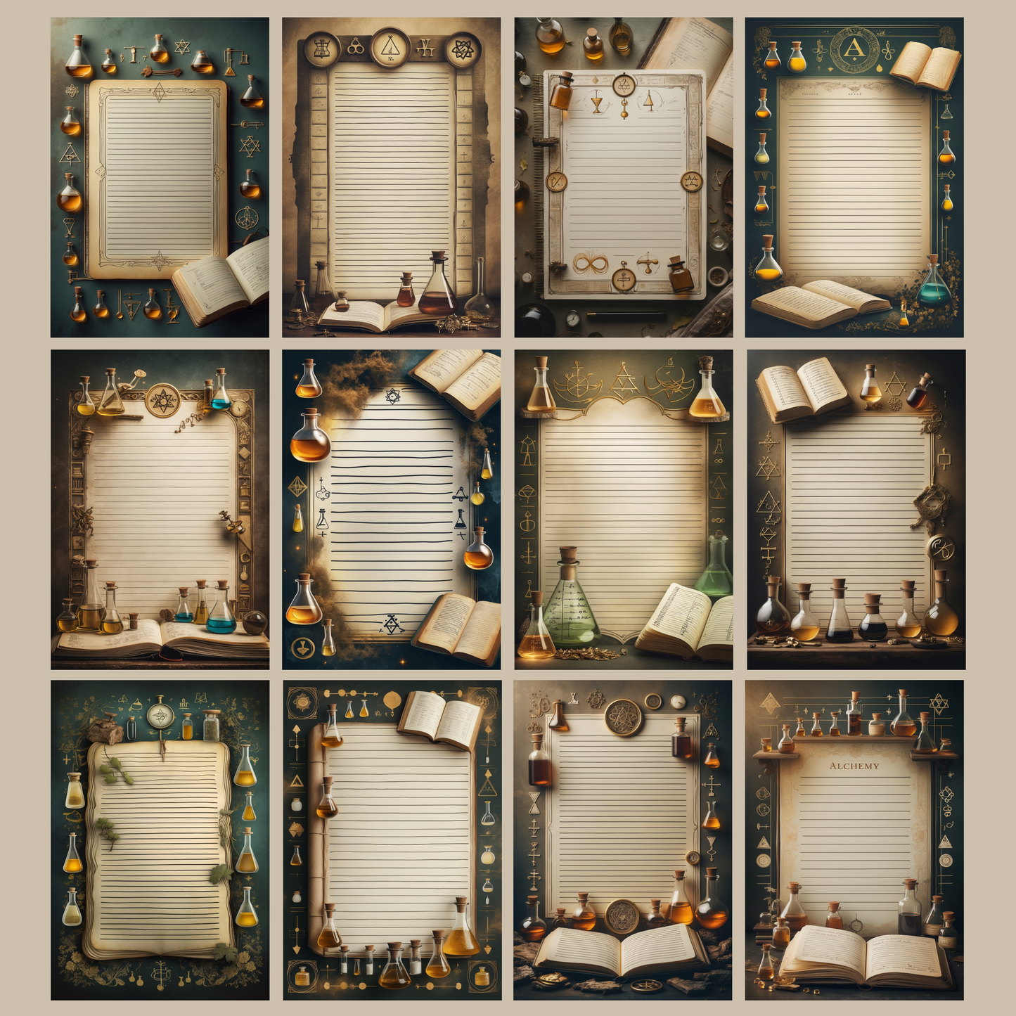 Alchemie Notizseiten | Digital Download | 100 Seiten | Liniert | A4