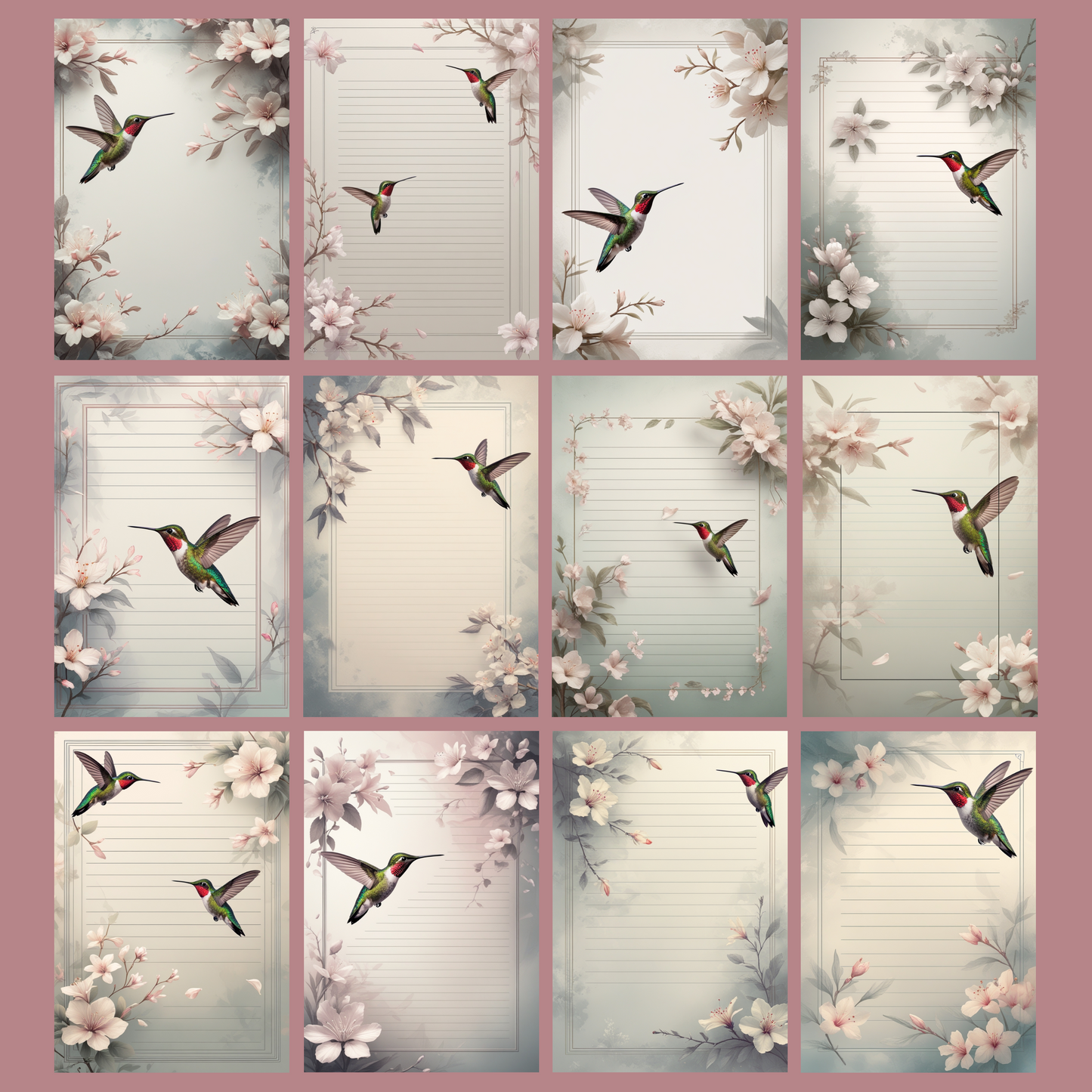 Humming Bird Notizseiten | Digital Download | 100 Seiten | Liniert | A4