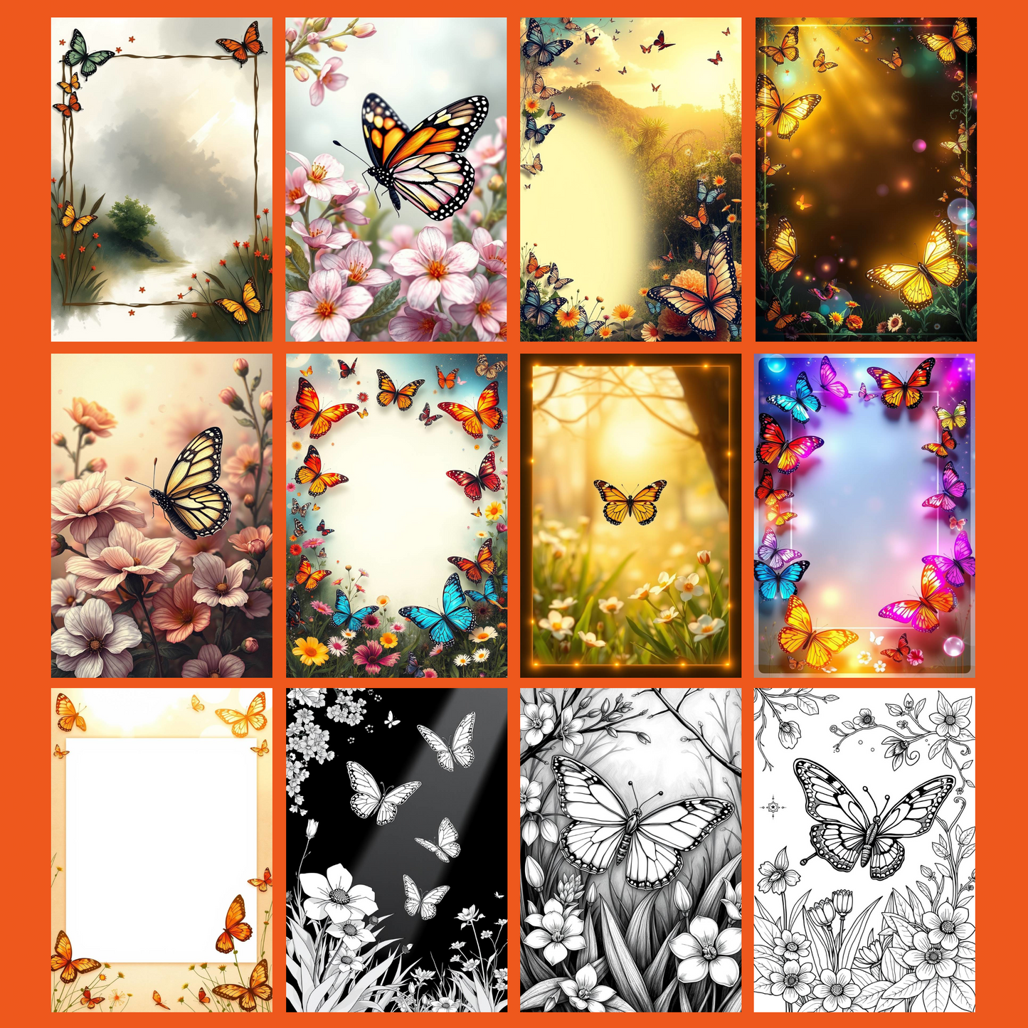 Butterfly-Crafting-Set | Digital Download | 100 Bilder | Scrapbook | A4