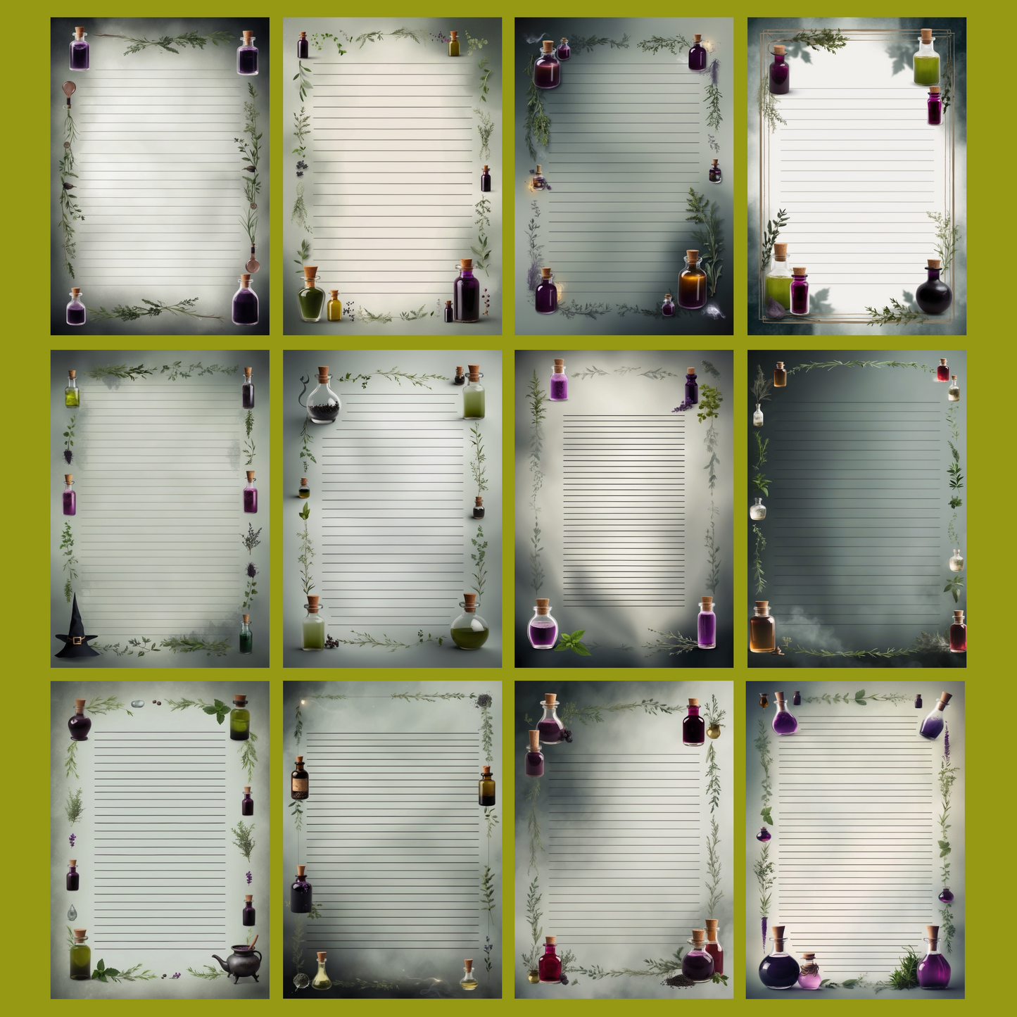 Witch’s Poison Notizseiten | Digital Download | 100 Seiten | Liniert | A4