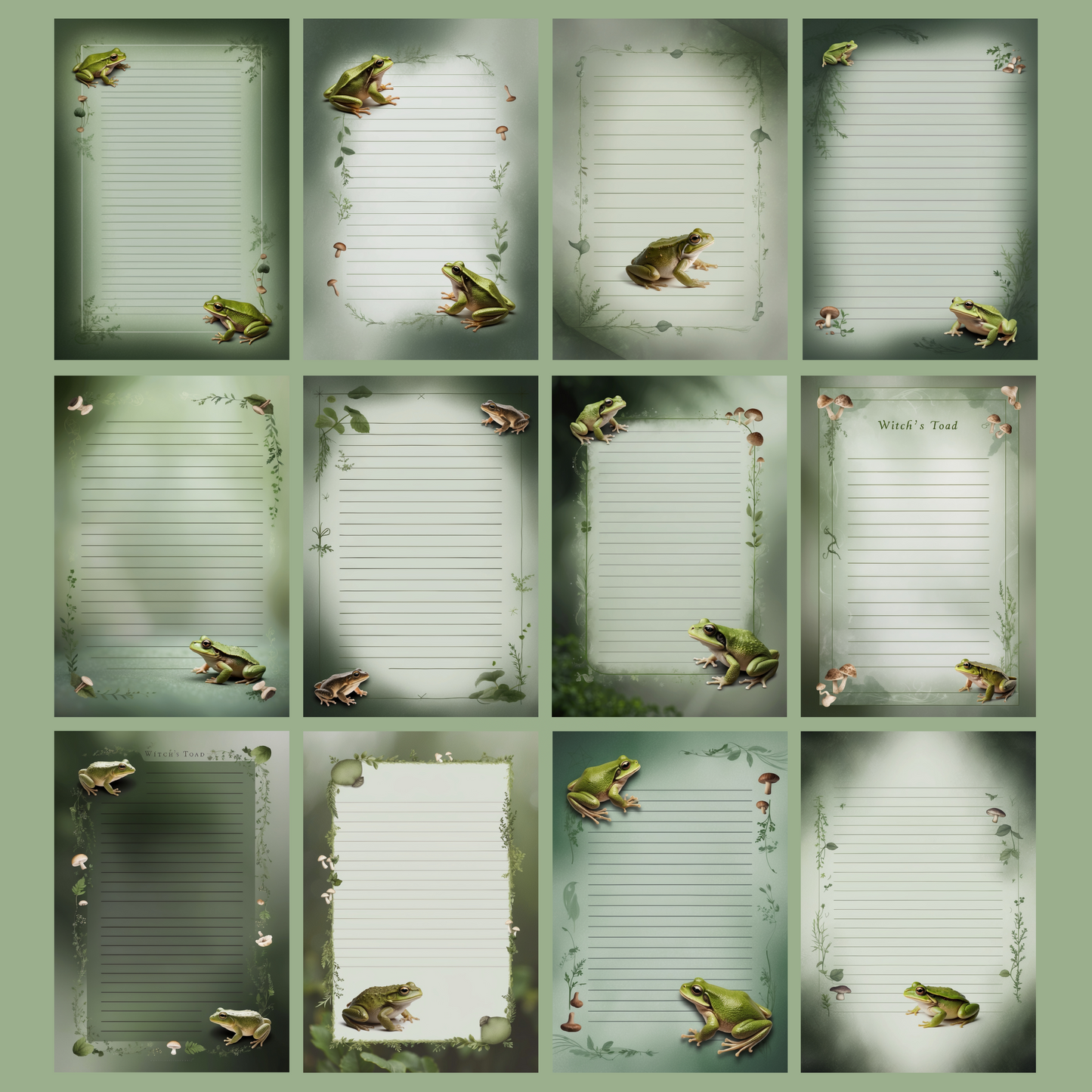 Witch’s Toad Notizseiten | Digital Download | 100 Seiten | Liniert | A4