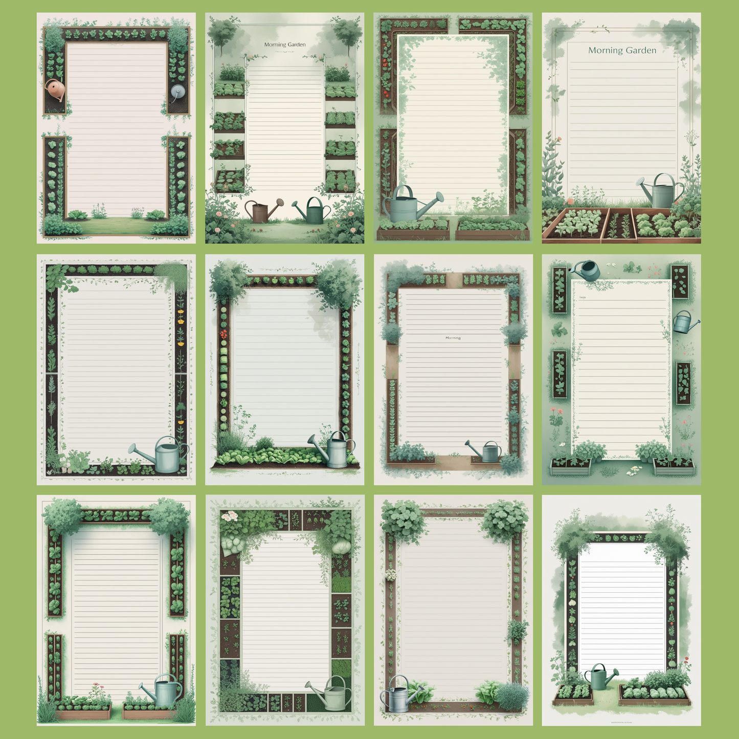 Morning Garden Notizseiten | Digital Download | 100 Seiten | Liniert | A4