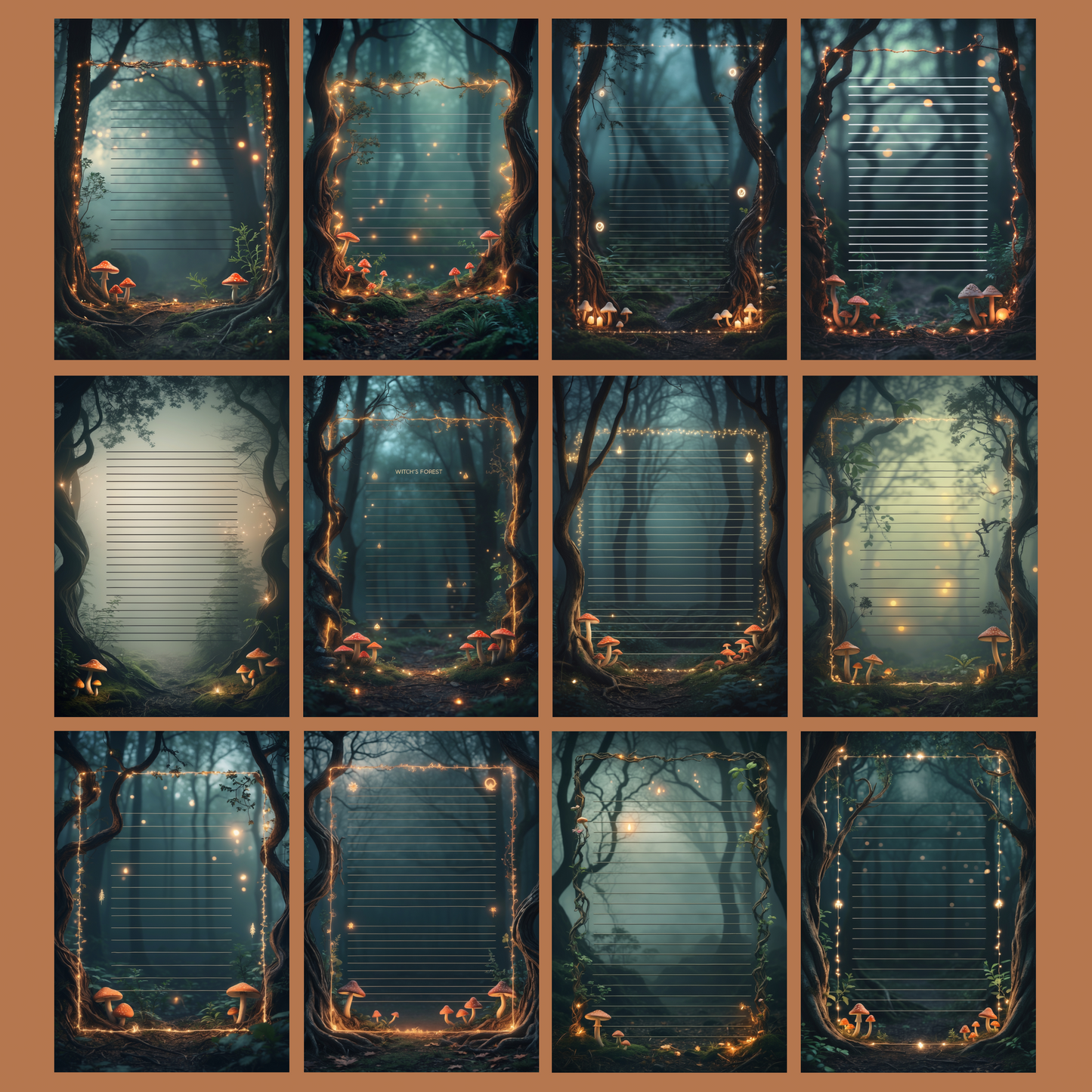 Witch’s Forest Notizseiten | Digital Download | 100 Seiten | Liniert | A4