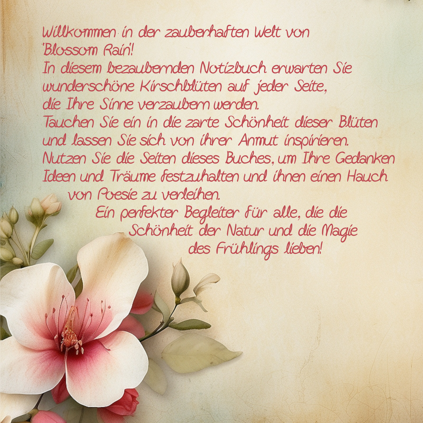 Illustriertes Notizbuch | Motiv Blossom Rain | DIN A5 Hardcover | 160 Seiten