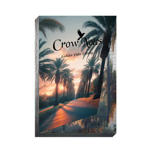 Crow Notes – Golden Palm Evening | Notizblock mit Palmen | 40 Blatt | DIN A5