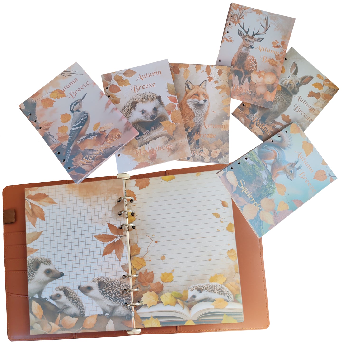 Autumn Breeze Ringbucheinlagen | Motiv-Inlays Igel | 50 Seiten | DIN A5/A6