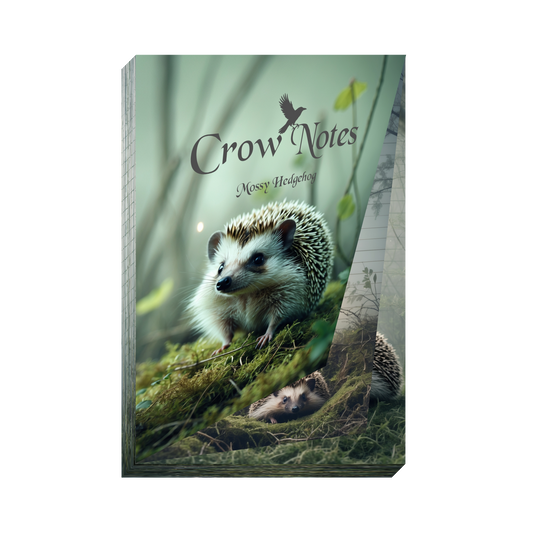 Crow Notes – Mossy Hedgehog | Notizblock mit Igeln | 40 Blatt | DIN A5