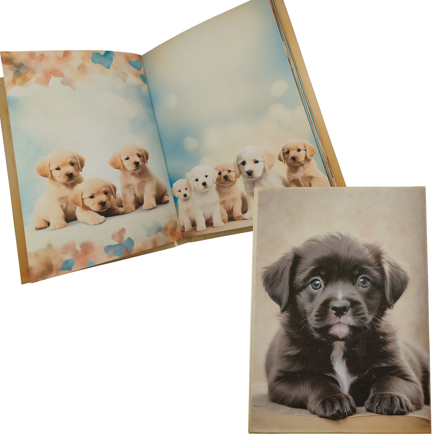 Illustriertes Notizbuch | Motiv Cute Puppies | DIN A5 Hardcover | 160 Seiten