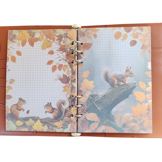 Autumn Breeze Ringbucheinlagen | Motiv-Inlays Eichhörnchen | 50 Seiten | DIN A5/A6